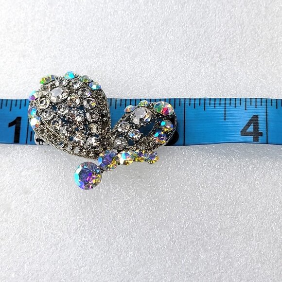 Silver Butterfly Brooch Pin with aurora borealis fashion crystals - Picture 13 of 15